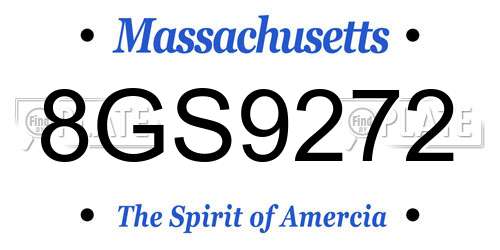 8GS9272 Massachusetts License Plate
