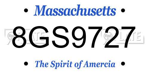 8GS9727 Massachusetts License Plate