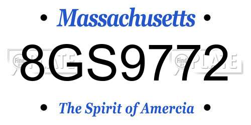 8GS9772 Massachusetts License Plate
