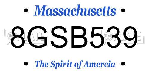 8GSB539 Massachusetts License Plate