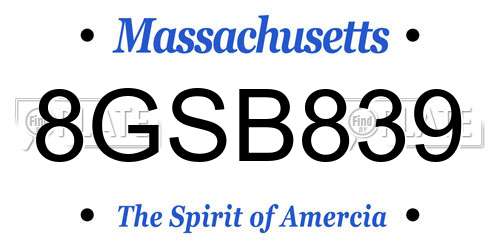 8GSB839 Massachusetts License Plate