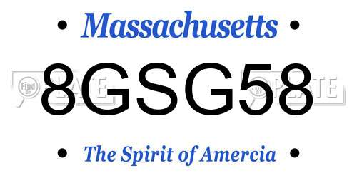 8GSG58 Massachusetts License Plate