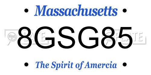 8GSG85 Massachusetts License Plate