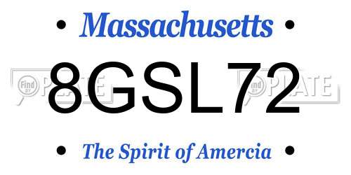 8GSL72 Massachusetts License Plate