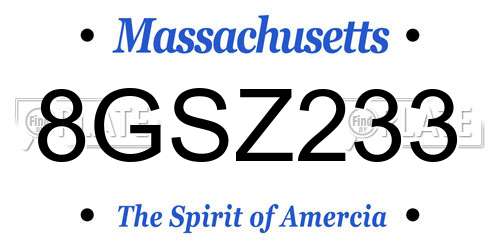 8GSZ233 Massachusetts License Plate