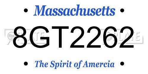 8GT2262 Massachusetts License Plate