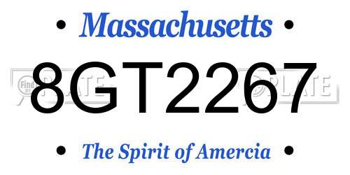 8GT2267 Massachusetts License Plate