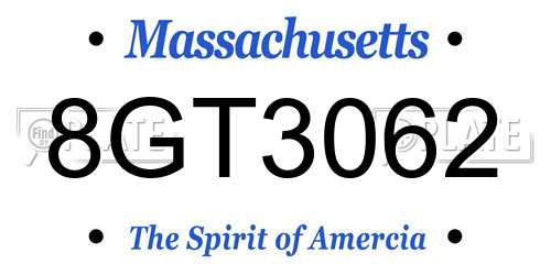 8GT3062 Massachusetts License Plate