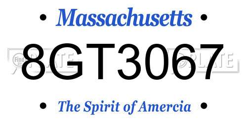 8GT3067 Massachusetts License Plate