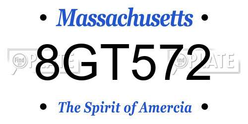 8GT572 Massachusetts License Plate