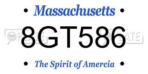 8GT586 Massachusetts License Plate
