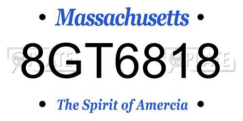 8GT6818 Massachusetts License Plate