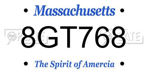 8GT768 Massachusetts License Plate