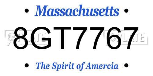 8GT7767 Massachusetts License Plate