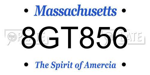 8GT856 Massachusetts License Plate