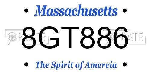 8GT886 Massachusetts License Plate