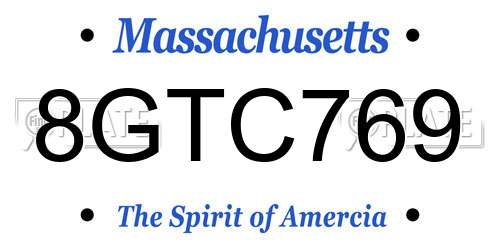 8GTC769 Massachusetts License Plate
