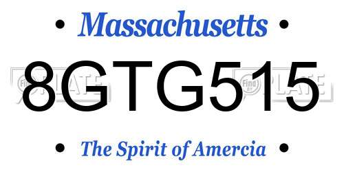 8GTG515 Massachusetts License Plate
