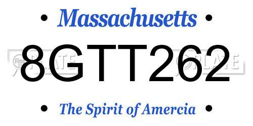 8GTT262 Massachusetts License Plate