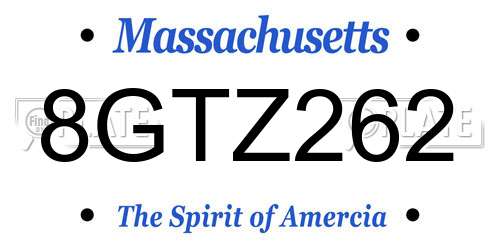 8GTZ262 Massachusetts License Plate