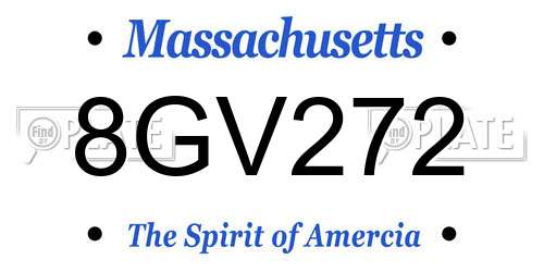 8GV272 Massachusetts License Plate