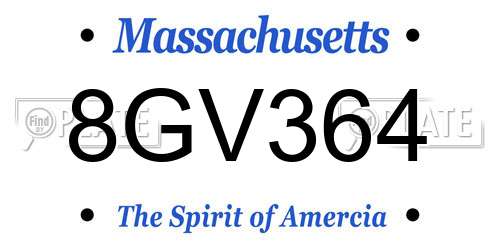 8GV364 Massachusetts License Plate