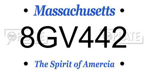 8GV442 Massachusetts License Plate