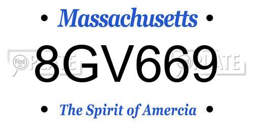 8GV669 Massachusetts License Plate