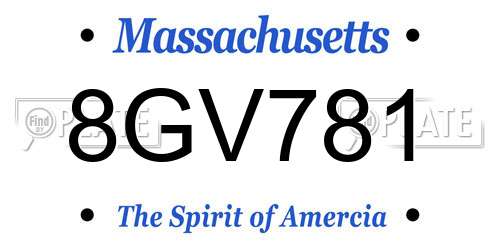 8GV781 Massachusetts License Plate