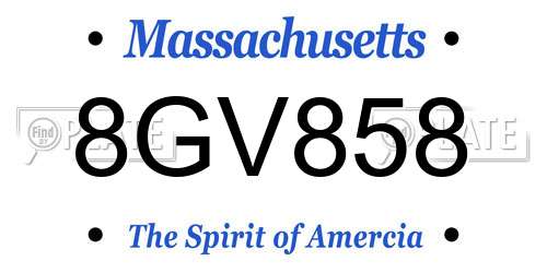 8GV858 Massachusetts License Plate