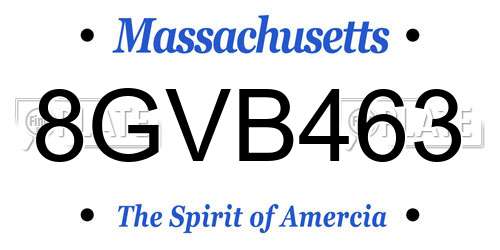 8GVB463 Massachusetts License Plate