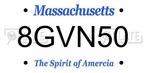 8GVN50 Massachusetts License Plate