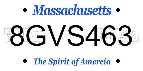 8GVS463 Massachusetts License Plate