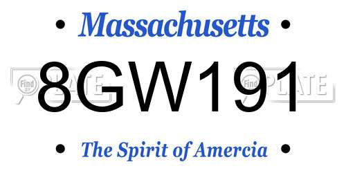 8GW191 Massachusetts License Plate