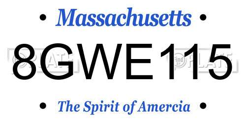 8GWE115 Massachusetts License Plate