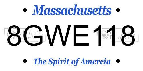 8GWE118 Massachusetts License Plate