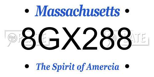 8GX288 Massachusetts License Plate