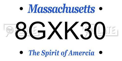 8GXK30 Massachusetts License Plate