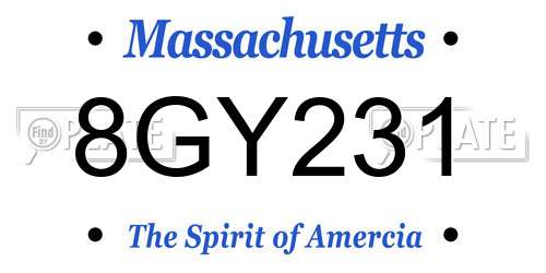 8GY231 Massachusetts License Plate