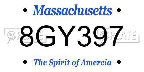 8GY397 Massachusetts License Plate