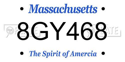 8GY468 Massachusetts License Plate