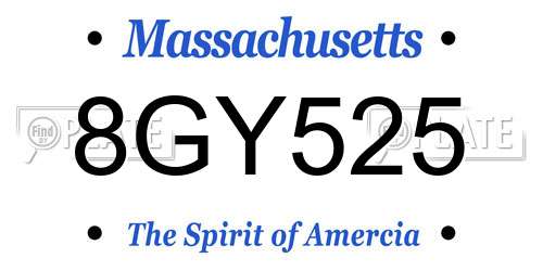 8GY525 Massachusetts License Plate
