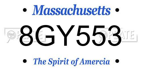 8GY553 Massachusetts License Plate