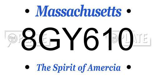 8GY610 Massachusetts License Plate