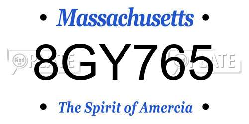 8GY765 Massachusetts License Plate
