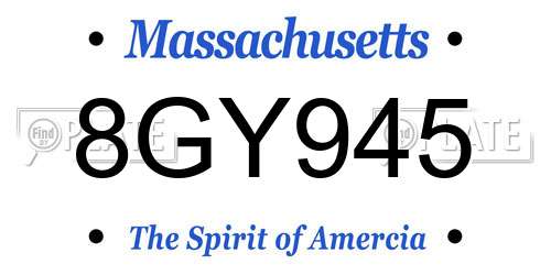 8GY945 Massachusetts License Plate
