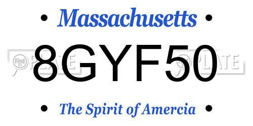 8GYF50 Massachusetts License Plate