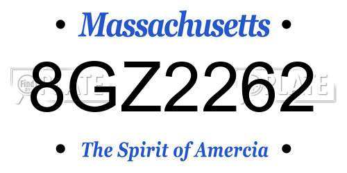 8GZ2262 Massachusetts License Plate