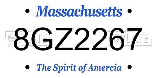 8GZ2267 Massachusetts License Plate