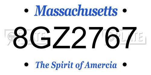 8GZ2767 Massachusetts License Plate
